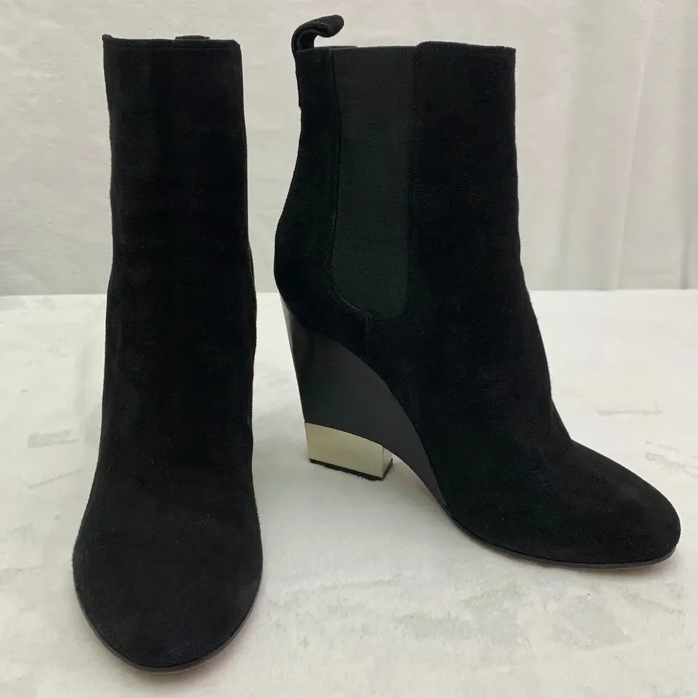 Givenchy Black Suede Gold Heel Slip On Bootie Womens Sz 10 with box extra heels - Picture 4 of 16
